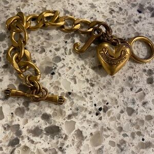 Juicy Couture Gold Bracelet with Chunky Links and Heart Charm